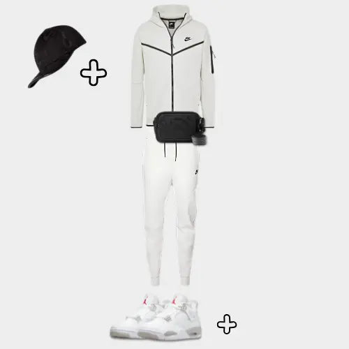 Outfit Tech Fleece Blanc + Casquette Offerte SneakStyle