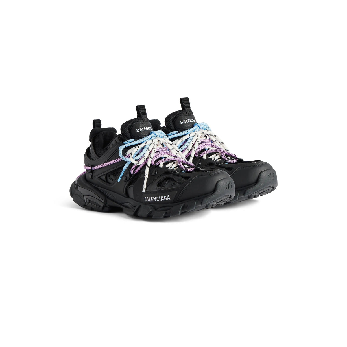 Balanciaga Track Noir Avec Laces Rose Et Bleue SneakStyle