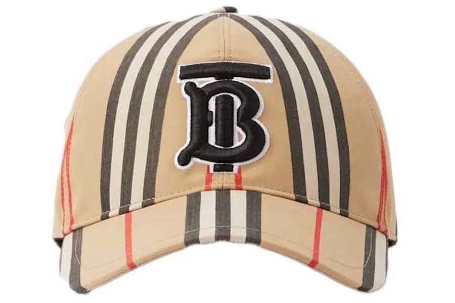 Casquette de baseball coton carreaux traditionnels monogramme beige SneakStyle