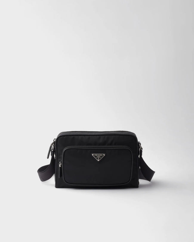Petit sac porté épaule en Re-Nylon et cuir Saffia