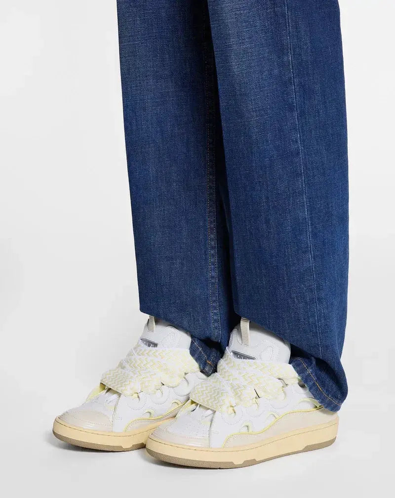 Lanvin Curb Blanc Et Jaune SneakStyle