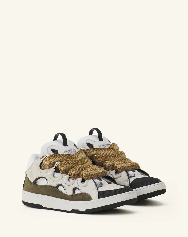 Lanvin Curb Blanc Et Kaki SneakStyle