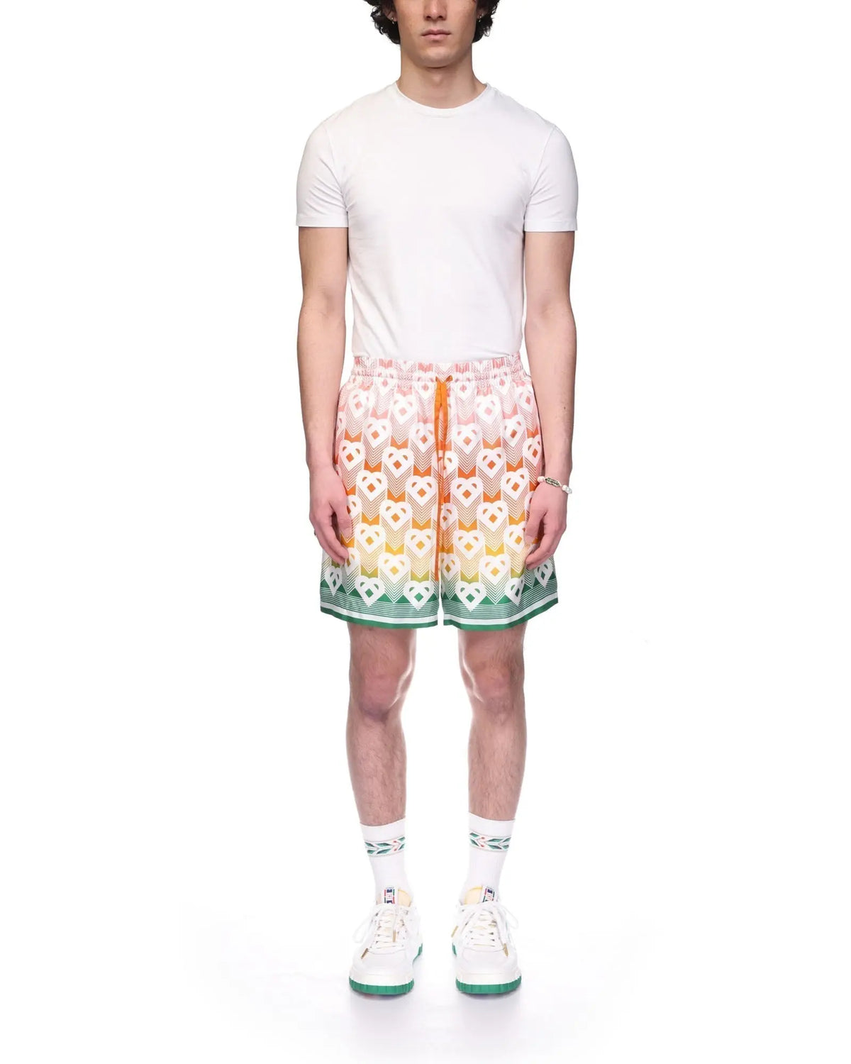 Gradient Heart Monogram Silk Shorts SneakStyle