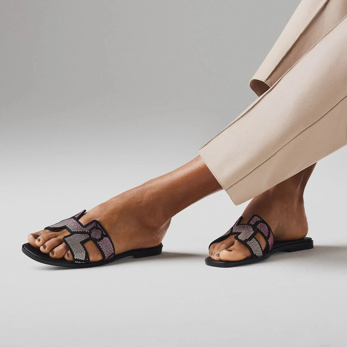 Sandales Oran Noir Et Rose SneakStyle