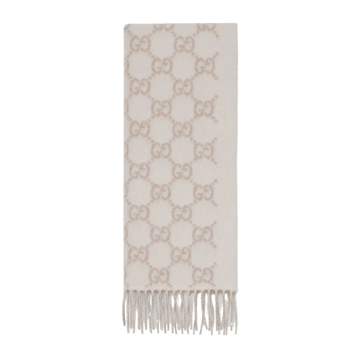 Bonnet Et Écharpe en jacquard de cachemire GG en Blanc Cassé et Beige SneakStyle